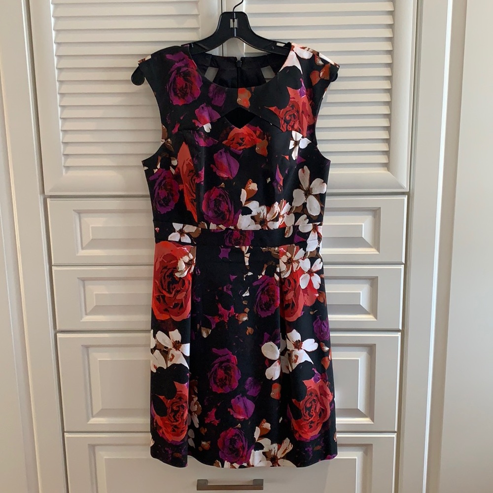 Floral sleeveless fit and flare dress